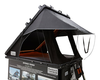 OT 1.2 rooftop tent mounted on 4x4 vehicle, open with ladder extended